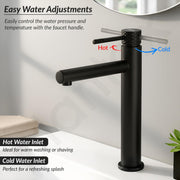 Plantex Wash Basin Mixer Tap Hot and Cold/Pure Brass Tap Handle and 304 Grade Stainless Steel Body/Hot & Cold Basin Mixer/Pillar Spout for Wash Basin/Deck Mount - (8013-2, Black)