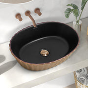 Plantex Designer Basin for Bathroom/Oval Table Top WashBasin/Countertop Hand Wash Basin/Vessel Sink for Restaurant/Hotel (19x15x5 Inch - Gold & Black)
