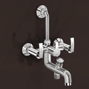 Plantex Pure Brass 3 in 1 Wall Mixer for Bathroom with L-Bend Provision for Overhead and Hand Shower/Mixer Tap for Bathroom with Water Saving Nozzle and Brass Wall Flange (COL-1019-Chrome)