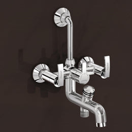 Plantex Pure Brass 3 in 1 Wall Mixer for Bathroom with L-Bend Provision for Overhead and Hand Shower/Mixer Tap for Bathroom with Water Saving Nozzle and Brass Wall Flange (COL-1019-Chrome)
