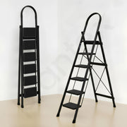 Plantex Steel Ladder for Home/Strong Foldable Wide 6 Step Ladder/Anti-Skid 6 Step Ladder - (Apex - Black)