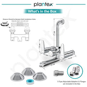 Plantex Pure Brass Wall Mixer for Bathroom 2 in 1 with L-Bend Connector/Tap Mixer/Nickel Chrome Mirror Finish Mixture Tap with Water Saving Aerotor - (DOL-2320-Chrome)