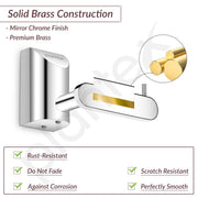 Plantex Smero Pure Brass Made Hooks for Hanging Clothes and Towel in Bathroom/Robe Hook/Hanger for Living Room - Superb (Chrome)