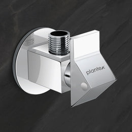 Plantex Pure Brass PRI-305 Angle valve with Teflon tape and Brass Wall Flange for Bathroom/Wash Basin/Washing Machine- [Mirror Chrome]
