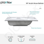 Plantex Bathtub For Bathroom/Bath tub for Adults/Deep Soaker Bathtub with Overflow and Waste Coupling Accessories (White - 1670 mm)