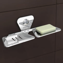 Plantex Stainless Steel Chrome Finish Double Soap Dish Stand/Wall Mounted Soap Holder - Bathroom Accessories