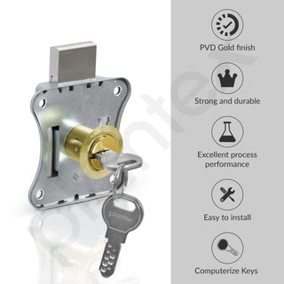 Plantex Drawer Lock/20mm Brass Lock for Cupboard/Multipurpose Cupboard Lock with Key for Home/Office - Pack of 1 (Gold)