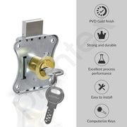 Plantex Drawer Lock/20mm Brass Lock for Cupboard/Multipurpose Cupboard Lock with Key for Home/Office - Pack of 3 (Gold)
