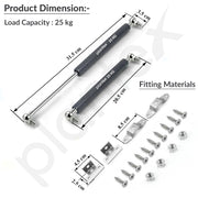 Plantex 12 Inch Hydraulic Gas Spring Stay Strut Pneumatic Lift Support with Cover/Cabinet Hinges Support/Capacity 25 KGS (250 N) - Pair of 1 (2 Pcs) (Silver)