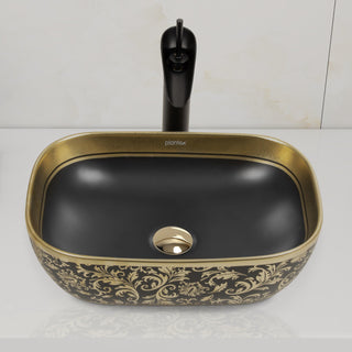 Plantex Designer Ceramic Basin/Table Top Wash Basin for Bathroom/Countertop Vessel Sink - Indo-European Collection (EQTT-466, 18 x 13 x 5.5)