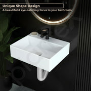 Plantex Ceramic Wash Basin for Bathroom/Wall Hung Basin with 10 Years Glaze Warranty by Plantex/Small Wall Mount Basin/Washbasin for Restaurant, Hotel(Glossy White/Cubic - 17 x 13.5 x 5 Inch)