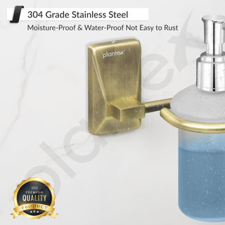 Plantex 304 Grade Stainless Steel Liquid Soap Dispenser/Shampoo Dispenser/Hand Wash Dispenser for Bathroom - Crystal (Brass Antique)