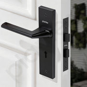 Plantex Heavy-Duty Door Lock Set - Main Door Lock Handle Set/ 6-Lever Lock Mechanism with 3 Years of Warranty/Mortise Lock with 3 Keys, Brass Lockbody (Z-Black)