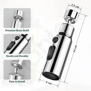 Plantex Brass Water Saving Nozzle for Kitchen Tap/Water Tap Extension with 3 Anti-Splash Modes/Upto 80% Water Saving/Fits F22 and M24 mm tap- (Chrome)