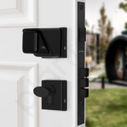 Plantex Heavy Duty Door Lock/Stainless Steel Main Door Mortise Lock Handle/Handle Set for Home/Office/Door Accessories (Black)