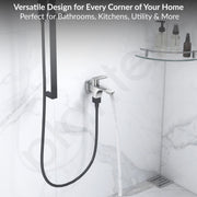 Plantex Two Way Bib Cock Taps Compatible for Washing Machine with Water Saving Nozzle Attachment/2 in 1 Bib Tap with Brass Wall Flange and Teflon Tape- (Orna-Chrome)