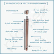 Plantex Heavy Duty 12-inch Joint-Less Tower Bolt for Wooden and PVC Doors for Home Main Door/Bathroom/Windows/Wardrobe - Pack of 8 (703, Rose Gold and Chrome)
