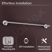 Plantex 304 Grade Stainless 24 inch Single Towel Rod/Towel Hanger for Bathroom/Towel Holder/Bathroom Accessories, Skyllo (Chrome)