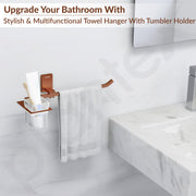 Plantex 304 Grade Stainless Steel Towel Ring with Tumbler Holder/Wash Basin Towel Hanger/Toothbrush HolderBathroom Accessories (Crystal - PVD Rose Gold)