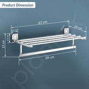 Plantex Stainless Steel 304 Grade Bathroom Towel Holder/Towel Rack/Cloth Hanger/Towel Bar/Bathroom Accessories (24-inch) Chrome