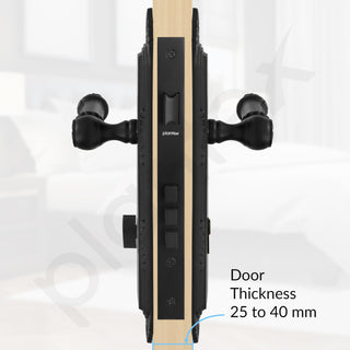 Plantex Heavy-Duty Door Lock Set - Main Door Lock Handle Set/ 6-Lever Lock Mechanism with 3 Years of Warranty/Mortise Lock with 3 Keys, Brass Lock Body & Cylinder(596 - Black)