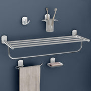Plantex Parv 304 Grade Stainless Steel Towel Rack for Bathroom/Soap Holder/Napkin Ring/Tumbler Holder/Robe Hook/Bathroom Accessories Set of 5 - Chrome