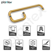 Plantex Shower Door Handle/Stainless Steel Towel Bar Combination/Towel Holder for Glass Shower Door and Bath Door Pull Handle - Pack of 1 (Brass Antique)