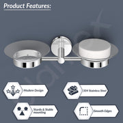 Plantex 304 Grade Stainless Steel Twin/Double Soap Holder Stand for Bathroom and Wash Basin/Bathroom Accessories - Oreo (Chrome)