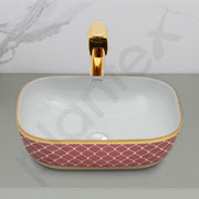 Plantex Ceramic Washbasin for Bathroom/Table Top Wash Basin/Countertop Vessel Sink Basin - Indo-European Collection - (NC-104,18 x 13 x 5 Inch)