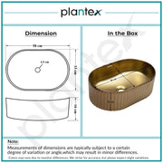 Plantex Table Top Wash Basin For Bathroom/Designer Ceramic Basin/Countertop Vessel Sink Basin - Indo-European Collection (Golden, 20 x 13 x 6 Inch)