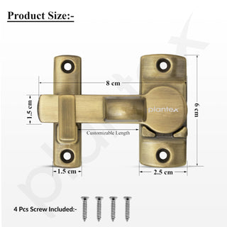 Plantex 180 Degree Door Latch Lock/Flip Latch Lock for Door/Chitkani/Lock Latch for Main Door/Baby Latch for Bathroom/Bedroom/Balcony/Door Stopper - Pack of 3 (Brass Antique)