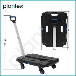 Plantex Platform Trolley/Trolley for Goods Carrying/Multipurpose Foldable Trolly/Hand Truck/Portable Trolly Push Cart/Telescopic Handle & Foldable Guarded Wheels (Black & Blue)