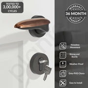 Plantex Door Lock for Home/Main Door Lock Set/Mortise Lock Set with Brass Lock Body & Cylinder - 3 Years of Warranty (7134, Grey & PVD Choco)