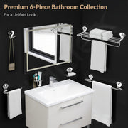 Plantex High Grade Stainless Steel Bathroom Accessories Set of 6/Foldable Towel Rack/Towel Rod/Napkin Ring/Tumbler Holder/Soap Dish/Robe Hook-(Silver,Set of 6)