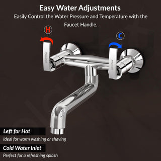 Plantex Pure Brass Non Telephonic Wall Mixer with Water Saving Nozzle/Hot and Cold Water Tap with Brass Wall Flange and Teflon Tape-7 Year Warranty (COL-1016-Chrome)