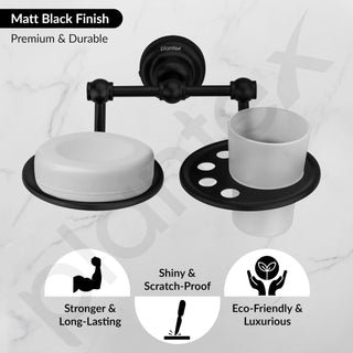 Plantex 304 Stainless Steel Skyllo Soap and Brush Holder Stand for Bathroom and Wash Basin (Black)