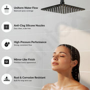 Plantex Stainless Steel Overhead Shower 6 x 6 inch with Water-Saving Technology/High pressure Rain Shower Head without Arm/Bathroom Shower -(Ultra Slim-PVD Black)