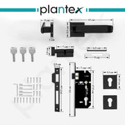 Plantex Triple Security Door Lock for Home/Main Door Lock Set with 3 Years of Warranty/Mortise Lock for Door with Brass Lock Body & Cylinder (7127, Z Black & DC Black)