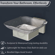 Plantex Stainless Steel Glass Soap Dish for Bathroom/Soap Holder/Soap Case/Soap Stand for Kitchen/Bathroom Accessories - Aqua (Satin)