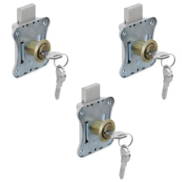 Plantex Drawer Lock/20mm Brass Lock for Cupboard/Multipurpose Cupboard Lock with Key for Home/Office - Pack of 3 (Brass Antique)