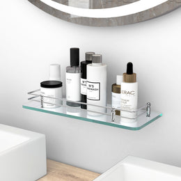 Plantex Premium Transparent Glass Shelf for Living Room/Kitchen/Bathroom Glass Shelf/Bathroom Accessories Set/Kitchen Organizer - (Polished 12x6 -Pack of 1)