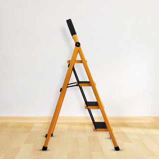 Plantex Premium GI 4-Step Steel Ladder for Home - Wide Anti Skid Step Ladder - 150 kg Capacity (Yellow)