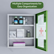 Plantex First Aid Box/Medical Box/Emergency First Aid Kit Box Without Key/Medicine Storage Box for Home, School & Office with Multi Compartment   - (Green & White)