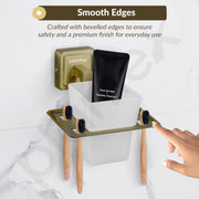 Plantex 304 Grade Stainless Steel Toothbrush Holder/Stand/Toothpaste Stand/Tumbler Holder for Bathroom - Decan (Brass Antique)