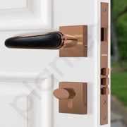 Plantex Main Door Lock/Mortise Lock for Doors - Robust Door Handle for Home with Brass Locks Body & Cylinder (PT-014, Rose Gold & Black)
