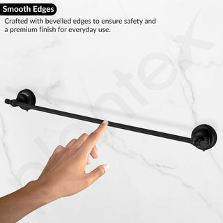 Plantex 304 Grade Stainless Steel 24 inch Towel Hanger for Bathroom/Single Towel Rod/Holder/Bar/Bathroom Accessories - Skyllo (Black)