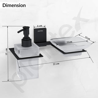 Plantex 304 Grade Stainless Steel Glass Soap Dish with Tumbler Holder/Soap Stand/Bathroom Accessories - Crystal (Black)