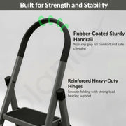 Plantex Steel Ladder for Home/Strong Foldable Wide 4 Step Ladder/Anti-Skid 4 Step Ladder - (Apex - Black)