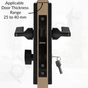 Plantex Stainless Steel Door Lock Handle Set/6-Lever Lock Mechanism with 3 Years of Warranty/Mortise Lock with 3 Keys, Brass Lock Body & Cylinder - (Z-Black)
