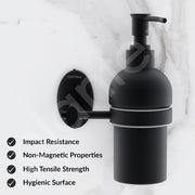 Plantex Liquid Soap Dispenser for Bathroom/304 Grade Stainless Steel Wall Mount handwash Dispenser/Shampoo Dispenser/Bathroom Accessories - Oreva (Black)
